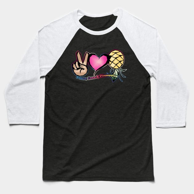 Swingers Peace, Love & Pineapples Baseball T-Shirt by Vixen Games